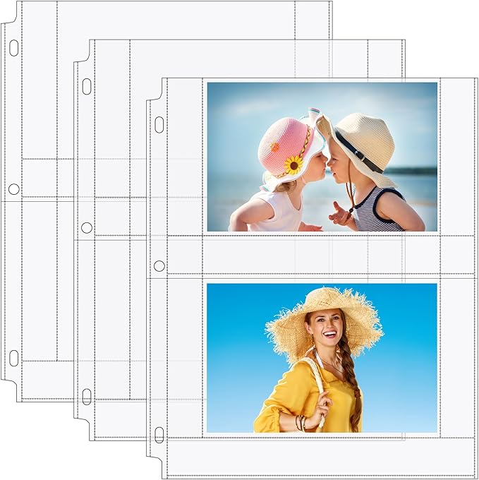 MaxGear 30 Pack 4x6 Photo Sleeves for 3 Ring Binder (120 Pictures), Heavy-Duty Archival Page Protectors, 2-Pocket Clear Photo Album Refill Pages, Plastic Seed Binder Pages 8.5x11, Acid-Free