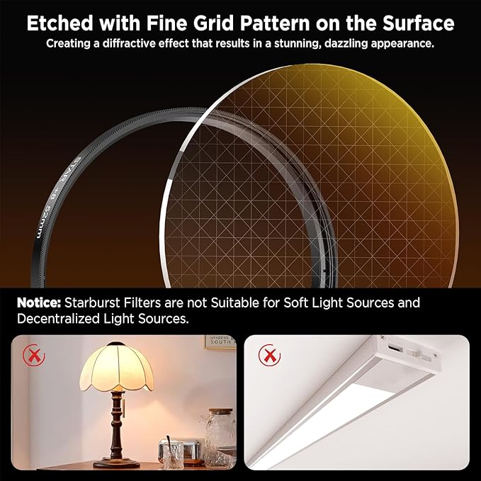 8 Points Star Filter,52mm Rotatable Star Lens for iPhone 16/15/14/13 Pro Max Moto Google Samsung TCL Phone, Cross-Screen Sparkle Effect Starburst Filter with Clip,Nightscape
