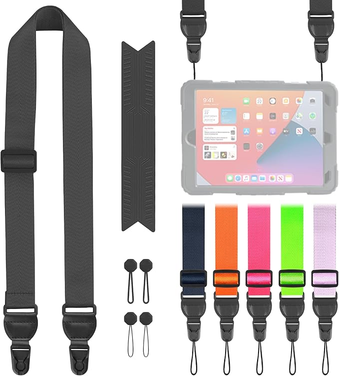 Adjustable IPad Strap, Silicone Padded Shoulder Strap, Universal Binoculars Straps, with Quick Release Buckle, Comfort Neck Strap for iPads, Cameras, Tablet Case, Binoculars (Black)