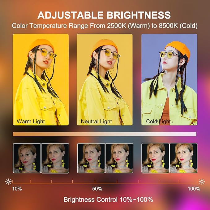 Phone Ring Light for Video Recording, Smartphone Video Rig with Light, 8000mAh RGB Portable LED Selfie Kit for Camera, TikTok, YouTube, Makeup, Vlogging