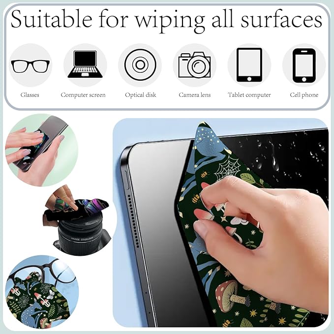 CREATCABIN 6 Pcs Microfiber Cleaning Cloth Insects Microfiber Cloth Soft Multicolor Glasses Cleaner Wipes Cloth Washable for Reusable Eyeglasses Camera Cell Phone Screens Glasses Gift 6 x 6 Inch