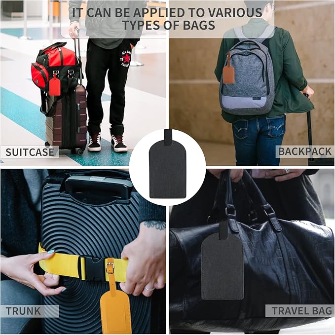 5 Pack Luggage Tags，PU Leather Luggage Bag Tags，Leather Luggage Bag Case Tags for Women Men Travel，Premium Travel Bag Baggage Tags Suitcase Identify Labels with Privacy Cover