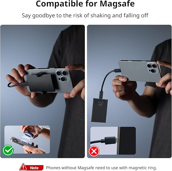 SMALLRIG SSD Magnetic Phone Mount Bracket SSD Holder with Magsafe, 45-70mm（1.77''-2.76'' Wide Clamping, 1/4"-20 Threads and Cold Shoe, for Samsung T3/T5, for SanDisk, for Crucial, for iPhone - 5157