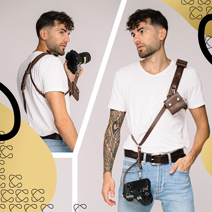 C Coiro Leather Camera Strap for One Camera Professional Single Leather Harness Shoulder Strap Quick Release