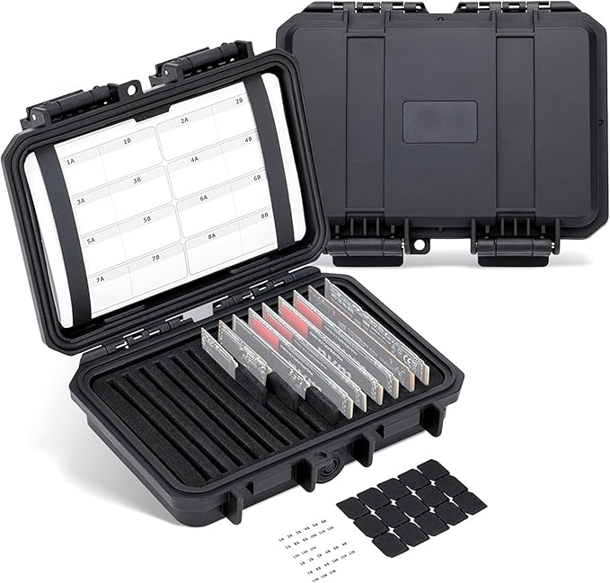 Hard Plastic 15 Slots M.2 2280 2260 2242 2240 2230 Case, Water-Resistant Shockproof M.2 SSD Holder with Label & Notepaper, 2280 SSD Card Case Vertical Style Drive Storage Box
