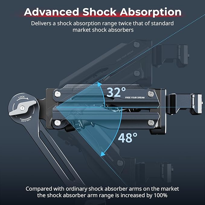 SMALLRIG Mini Shock Absorber Arm, 4-inch Vacuum Suction Cup, Double Spring and Hydraulic Damping, Car Mount for DJI Osmo Pocket 3/Action 6/5 Pro/4, for GoPro Hero13/12/11, for Insta360 X5/4/3-5123