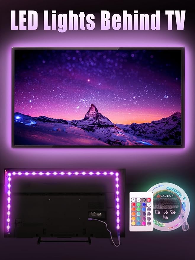 LED Strip Lights, 5V RGB Color Changing Light Strips with Remote Control, USB Powered Flexible LED Lights for Bedroom, TV, Living Room, Party, Home DIY Decoration (10Ft)