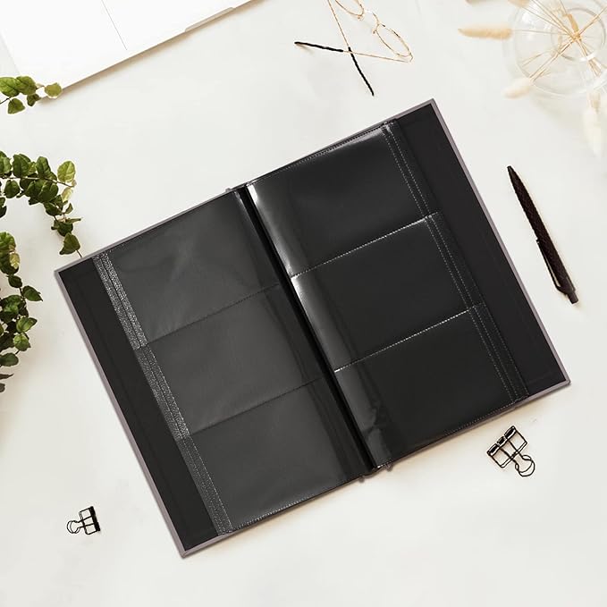 potricher Photo Album for 4x6 300 Horizontal Pockets Linen Cover Small Capacity Picture Book for Family Wedding Baby and Anniversary (Gray)