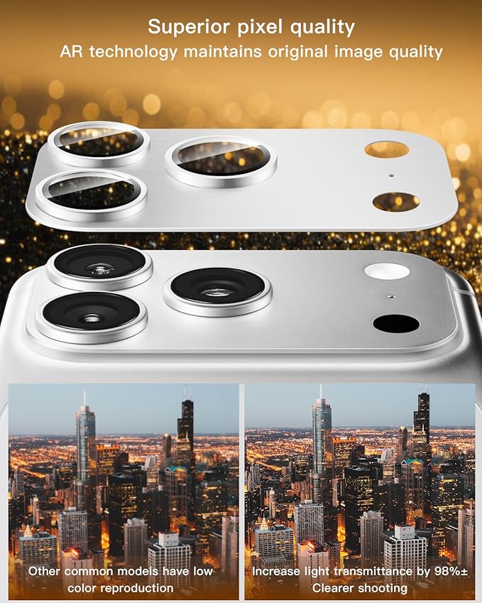Camera Lens Protector for iPhone 17 Pro,Metal Frame Tempered Glass - Anti-Break,Strong Adsorption,Case-Friendly - Silver