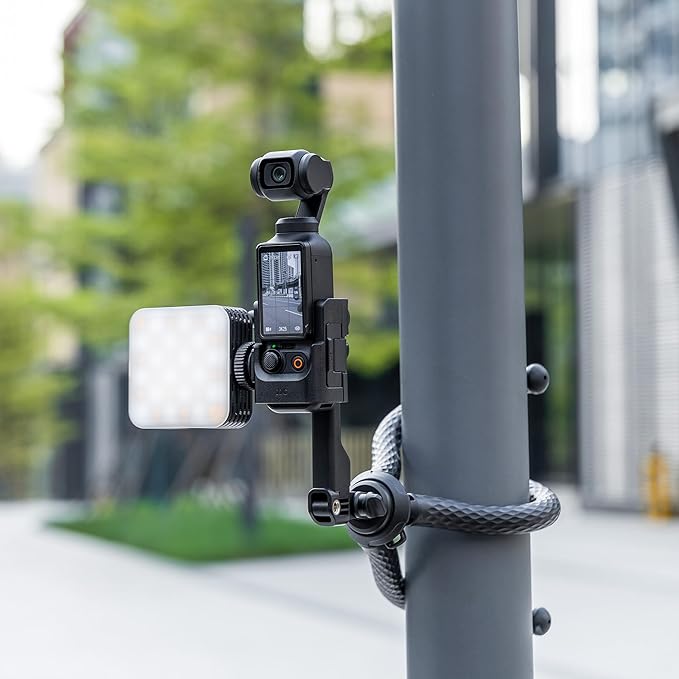 JJC Pocket 3 Expansion Adapter Compatible with DJI Osmo Pocket 3 / Xtra Muse Accessories, Lightweight Protective Cage with Cold Shoe Mount & Folding 2-Fingers Interface, Not Interfere Joystick