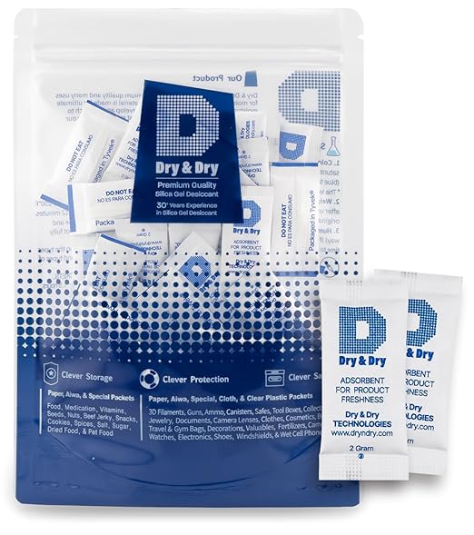 Dry & Dry 2 Gram[200 Packets] Food & Pharmaceutical Safe Silica Gel Packs Desiccants - Rechargeable Tyvek® Silica Gel Packets, Moisture Absorbers, Desiccants Packets, Silica Gel