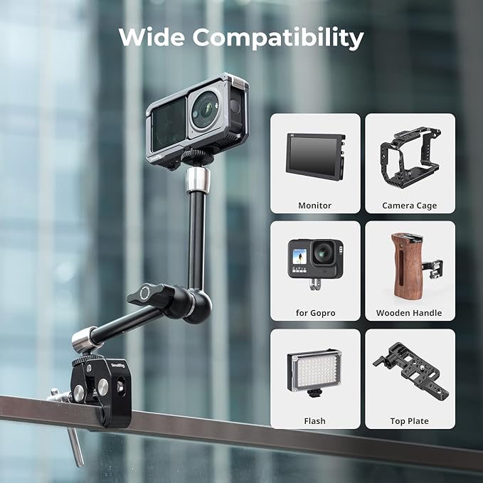 SmallRig 9.8-inch Magic Arm 2-Pack, Adjustable Articulating Friction Arm Mount with 1/4"-20 Thread Screw, for Camera Monitor/LED Light Setup, 5317