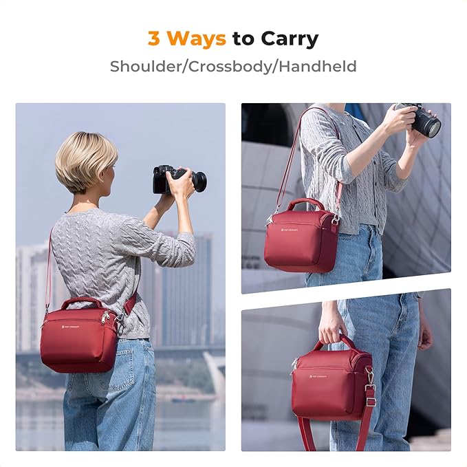 K&F CONCEPT Camera Sling Bag Small Crossbody Camera Case DSLR/SLR/Cute Compact Shoulder Photography Bags for Photographers