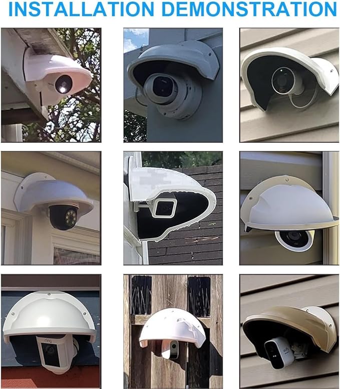 Sun Rain Shade Cover Outdoor, CCTV Security Camera Top Shield Protective Roof for CCTV Surveillance Camera Hikvision/Nest/Ring/Arlo/Dome/Bullet/Bell (Hemisphere Black)