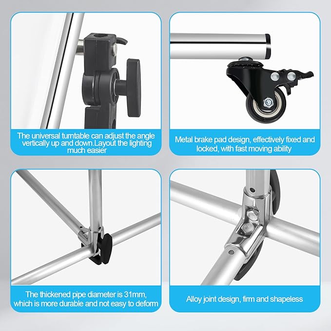 Photography Light Diffuser 79x59inch with Translucent, High-grade black cloth, 360° Rotatable Frame and 7-10 Feet Height Adjustable Support Stand with four Casters for Photo Video Shooting