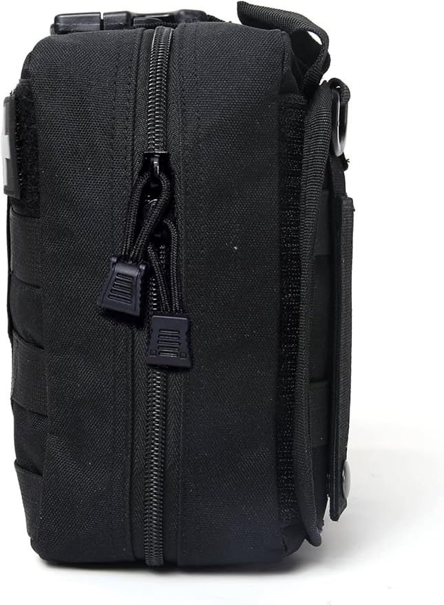 Molle medical pouch ifak bag first aid kit tactical pouch empty emt med belt pouch rip away small rescue trauma pouches (Black)