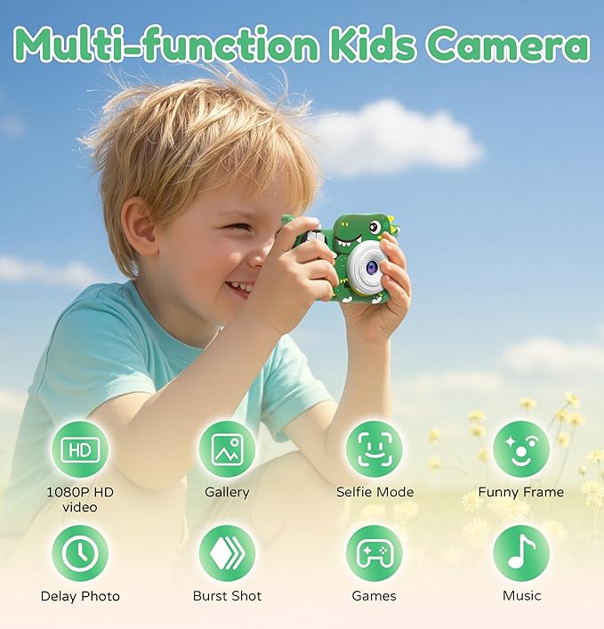 Kids Camera for Boys with Tripod & 32GB Card, 1080P HD Toddler Digital Video Camera, Portable Travel Toys Best Birthday Festival Gifts for Boy 3 4 5 6 7 8 9 10 Year Old