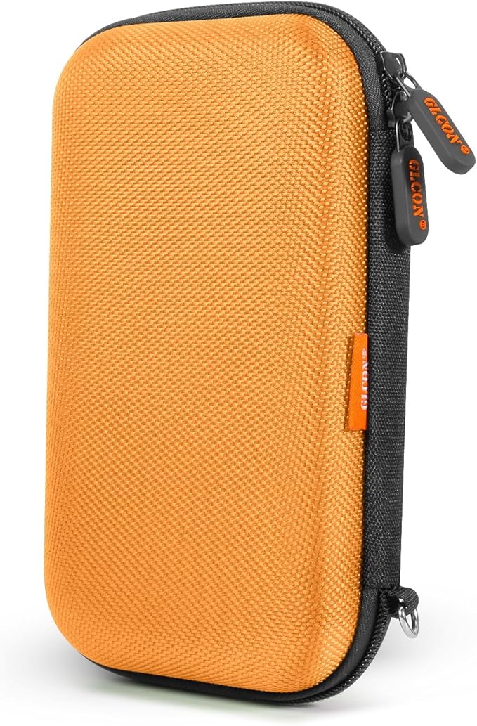 Orange Shockproof Hard EVA Carrying Case Travel Pouch for External Hard Drive, Power Bank, Cell Phone, Cable, Cord - Portable Small Electronic Accessories Organizer Storage Zipper Pouch