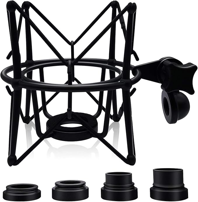 Microphone Shock Mount Mic Holder - Anti Vibration Spider Shockmount Compatible with Many Condenser Mics Like AT2020 MXL 770 MXL 990 Samson G Track Pro Rode Procaster NT1-A Neumann U87 etc.