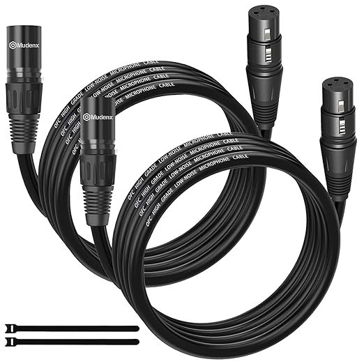 XLR Cables 10Ft 2 Pack,Microphone Cable Male to Female 3 Pin,Durable Shielded and Premium Balanced XLR Patch Cord