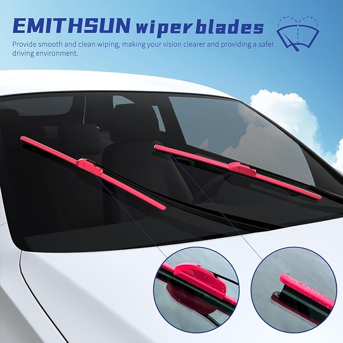 OEM QUALITY 26" + 22" Premium All-Seasons Durable Stable And Quiet Rose Red Windshield Wiper Blades (Set of 2)