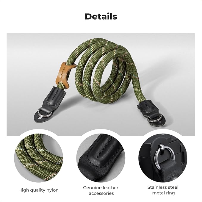 K&F CONCEPT Camera Neck Strap,100cm Nylon Rope Camera Shoulder Strap with O-ring for DSLR Camera
