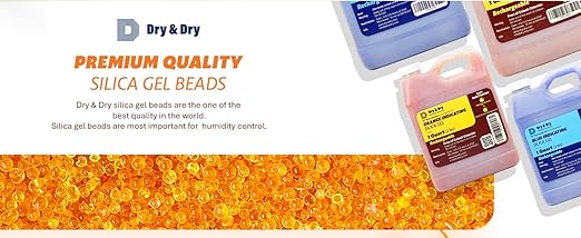 Dry & Dry [6 LBS] Premium Orange Indicating Silica Gel Desiccant Beads(Industry Standard 3-5 mm) - Rechargeable Silica Gel Beads(6 LBS)