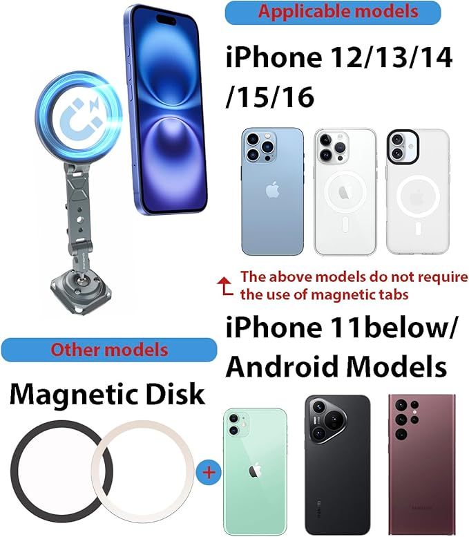 Magnetic Phone Tripod Mount Adapter Cold Shoe Phone Holder for Camera Magsafe Tripod Mount for 16/15/14/13 Series
