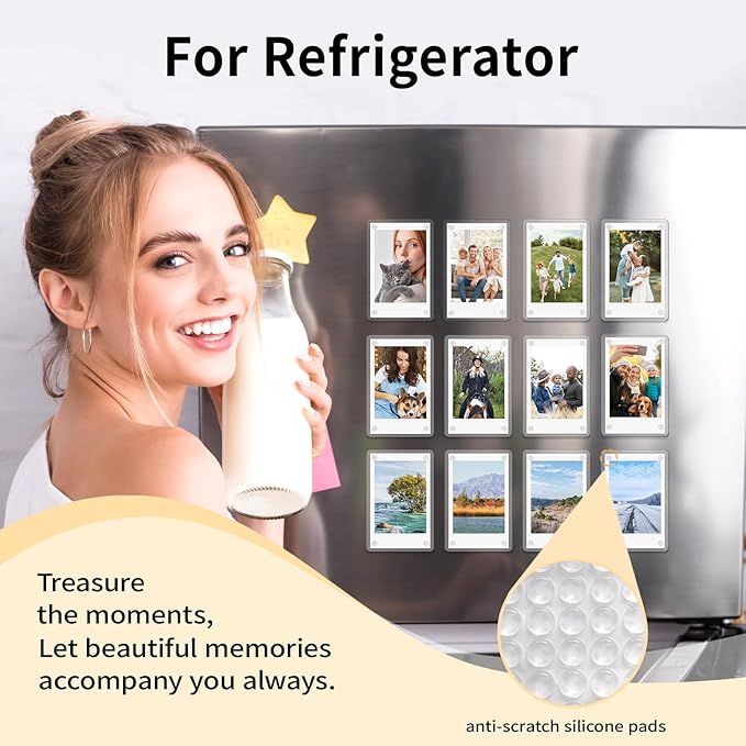 Yncotte 14 Pack Acrylic Magnetic Picture Frames, 2.3 * 3.5 Inch Acrylic Photo Magnets for Refrigerator, Double Sided Mini Picture Frame Magnets Clear for Fujifilm Instax Mini Instant Film