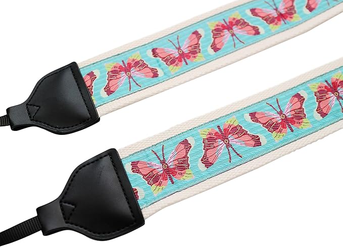 UNIKSTRAP Original Design Adjustable Camera Strap, Green Butterfly, 2 Inch (5cm) Width, Fit for Canon Nikon Sony Interchangeable Lens Digital Camera/DSLR