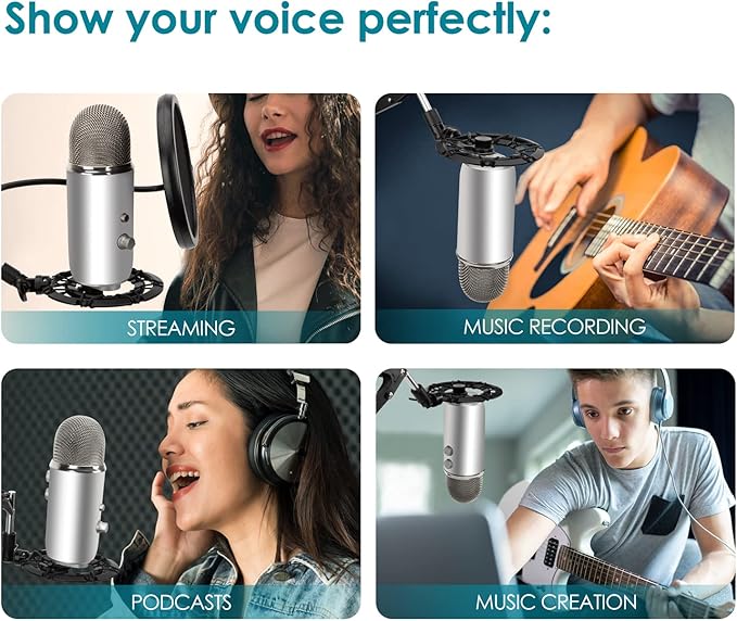 Blue Yeti Shock Mount, Alloy Shockmount Reduces Vibration Noise Matching Mic Boom Arm, Compatible for Blue Yeti and Yeti Pro Microphone by YOUSHARES