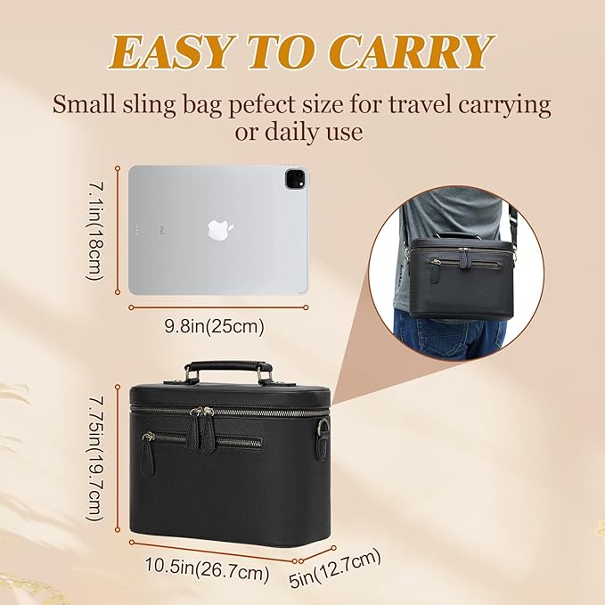 Divvia Camera Sling Bag, Waterproof PU Leather Crossbody Camera Case for Photographers, Small Shoulder Bag Compatible for Canon Nikon Sony (Black)
