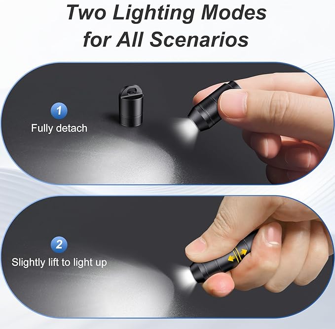 EDC Mini Flashlights High Lumens LED Pocket Keychain Magnetic Activation Flashlight Type-C Rechargeable Small Flashlight Long Battery Life & Long Illumination Distance -LT090 Mini X1 (1, Black)