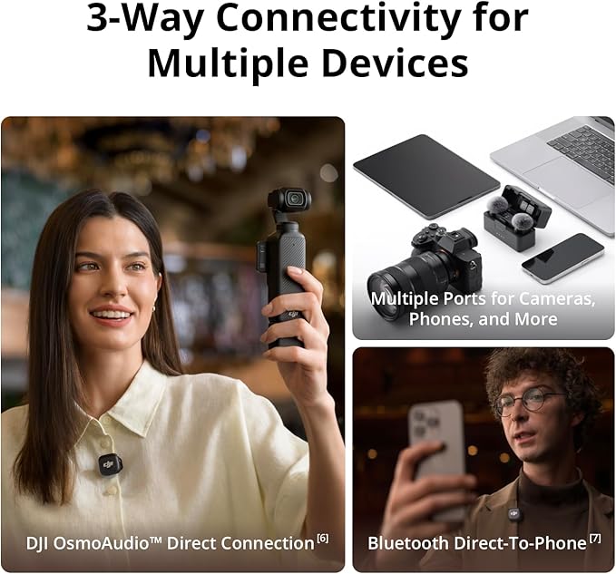 DJI Mic 3 (1 TX + 1 RX), Wireless Lavalier Mic for iPhone/Camera/Android, Ultralight, Extended Operating Time & Fast Charging, 1312ft (400m) Transmission, Noise Cancelling, Vlog, Streaming