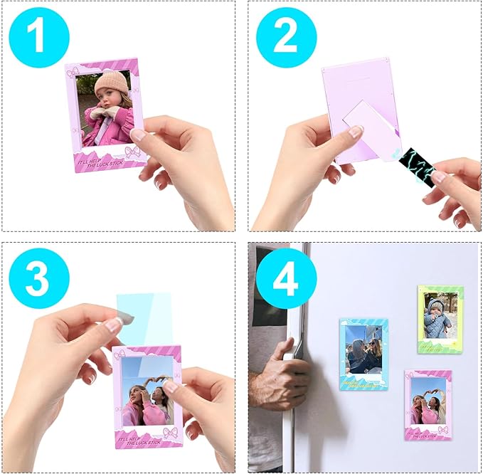 CAIYOULE Mini 3" Picture Frame for Fujifilm Instax Mini 41/12/11/EVO/SE/9/8/7+/99 Film Photo and Polaroid 3.4x2.2 Photo Frame Wallet Size Photo Refrigerator Tabletop Display Use, 5 Pack Colorful
