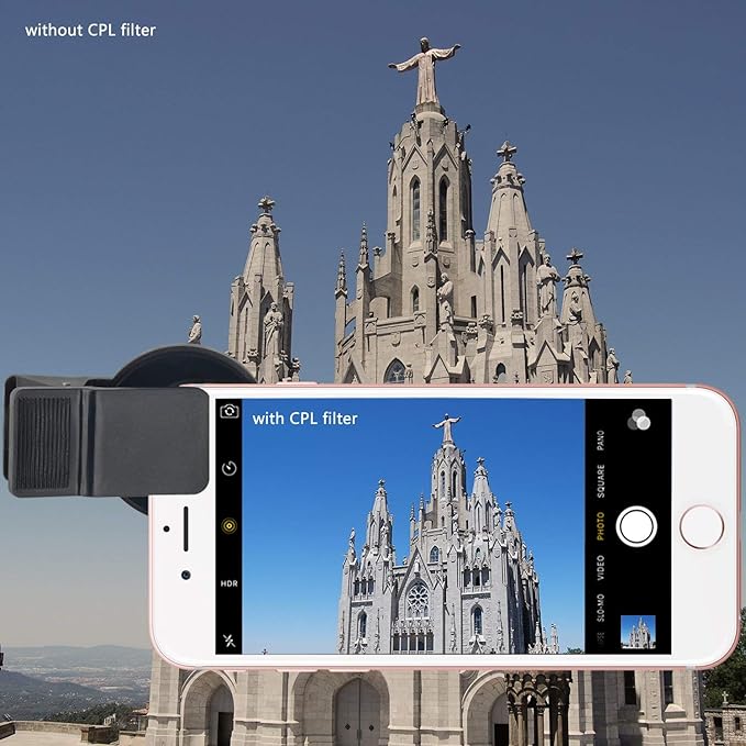 Zomei 37mm Professional Cell Phone Camera CPL Lens Filter with Clip for Galaxy S8 Android Smartphone