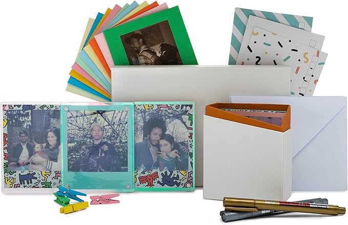 Fujifilm Instax Square Film Twin Pack (40 Exposures) Bundle with Case and Storage Box (Orange) (4 Items)