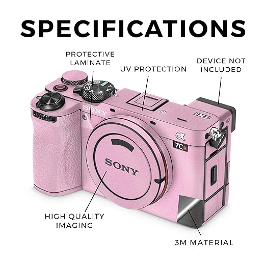 Glossy Glitter Camera Skin Compatible with Sony Alpha 7CR Camera (2023) - Solid Pink - Premium 3M Vinyl Protective Wrap Decal Cover - Easy to Apply | Crafted in The USA by MightySkins