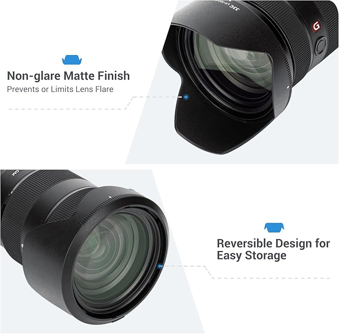 JJC ALC-SH141 Bayonet Reversible Lens Hood Shade for Sony FE 24-70mm F2.8 GM Lens SEL2470GM(Not for Sony 24-70mm F2.8 II or Sigma 24-70mm Lens), Replaces Sony ALC-SH141 Lens Hood