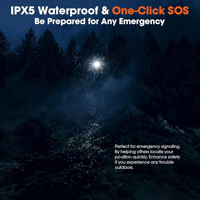 Pocket EDC Flashlight Rechargeable - 4.9inch & Emergency One Click SOS, Super Bright Small LED Flashlight 3Hr USB-C Fast Charging, Waterproof Portable Small EDC Flashlight for Home, Camping, Hiking
