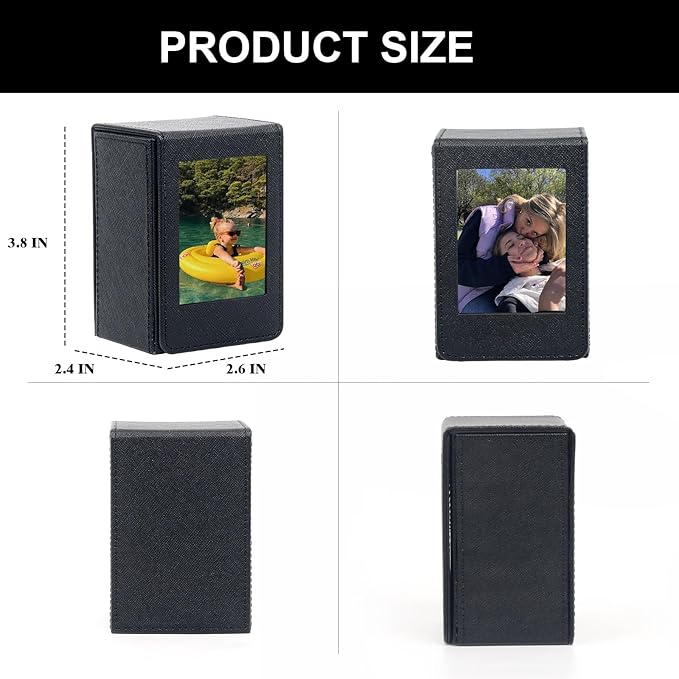 CAIYOULE Picture Holder Case for Fujifilm Instax Mini 41/12/11/99/90/EVO/SE/7+ Film Photo, PU Leather Photo Storage Box for Polaroid Mini Film, 2.5x3.7 Protective Case Can hold 50+ films, Black