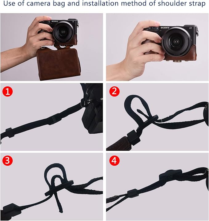Hargedis XEVN for sony a6400 case,for sony a6300 case,Premium PU Full Body Leather Camera Case Bag for sony alpha a6300 a6000 a6100 a6400 Fit 16-50mm Lens with camera Shoulder Strap(Coffee)