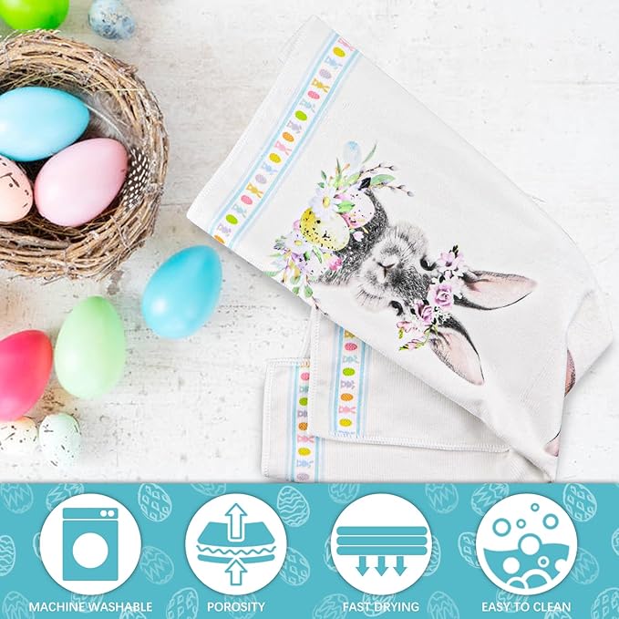 Nialnant Happy Easter Kitchen Hand Towels,Dish Towels for Kitchen,Easter Gifts for Friend, Family, Funny Kitchen Towels and dishcloths Sets,Housewarming Gifts for New House - 16 x 23.6 Inch