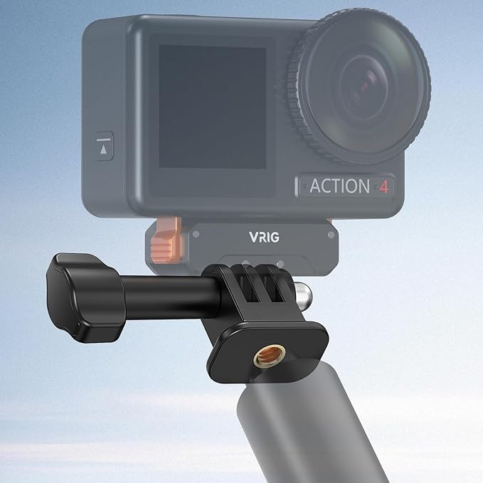VRIG 1/4" Tripod Adapter Mount for Go Pro, Lightweight Narrow Base, 1/4-20 Screw Hole Action Camera Tripod Mount Compatible with Hero 13 12 11 10 9 8 7 6 5 4 3 2, DJI osmo, Insta 360