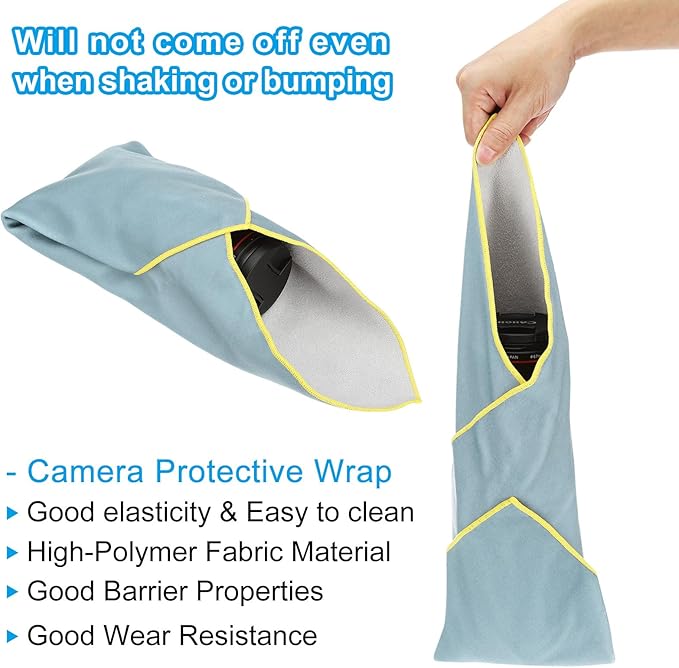 PATIKIL Camera Protective Wrap, 21.7" x 21.7" Lens Protector Wrapper Magic Self-Adhesive Camera Wrap for Camera Lens DSLR Phone Laptop, Haze Blue