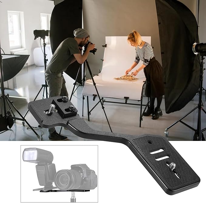 EBTOOLS Camera Flash Bracket, Portable Aluminum Alloy L Shape Mount with 1/4 Inch Screw for DSLR Cameras Flashes Microphones
