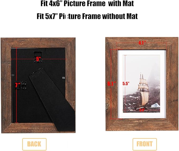 kennethan Rustic Brown 5x7 inch Picture Frame 1 pcs Wooden frame for table or wall,for home decoration,holiday gift