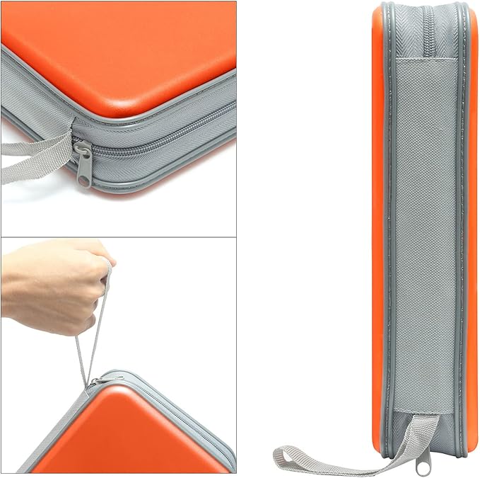 Siveit CD Case, DVD Case Holder 96 Capacity Hard Plastic CD DVD Disc Cases Storage Binder Wallet for Car Home Office Travel (Orange)