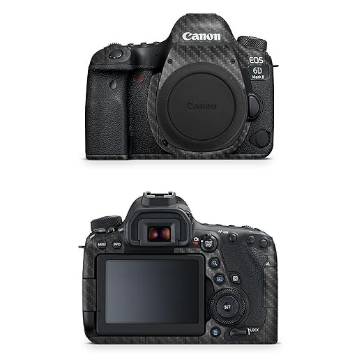 Carbon Fiber Camera Skin Compatible with Canon EOS 6D Mark II Camera (2017) - Black Wood - Premium 3M Vinyl Protective Wrap Decal Cover - Easy to Apply | Crafted in The USA by MightySkins