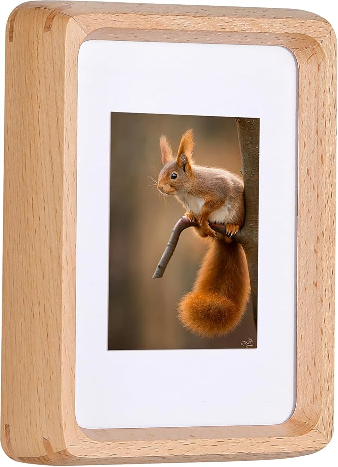 Kattepote Wooden Small Photo Frame 5x3.5 inch, Smll Picture Frames Display 2x3 Inch with Mat or 3.5x5 without Mat, with High Clear Acrylic, for Landscape or Portrait Orientation, Wall-Mount & Tabletop